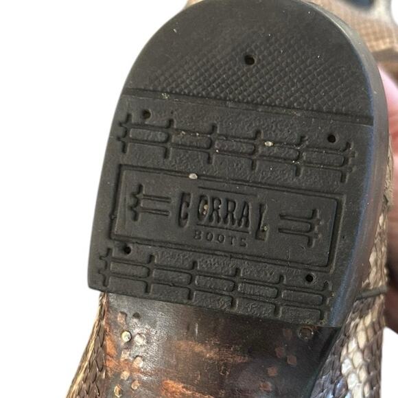 Corral Exotic Python & Leather Western Cowboy Boots Brown & Black Men's 9.5 D - Picture 12 of 16